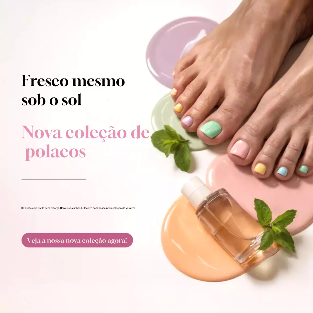Promoção de pedicure moderna e colorida nas redes sociais