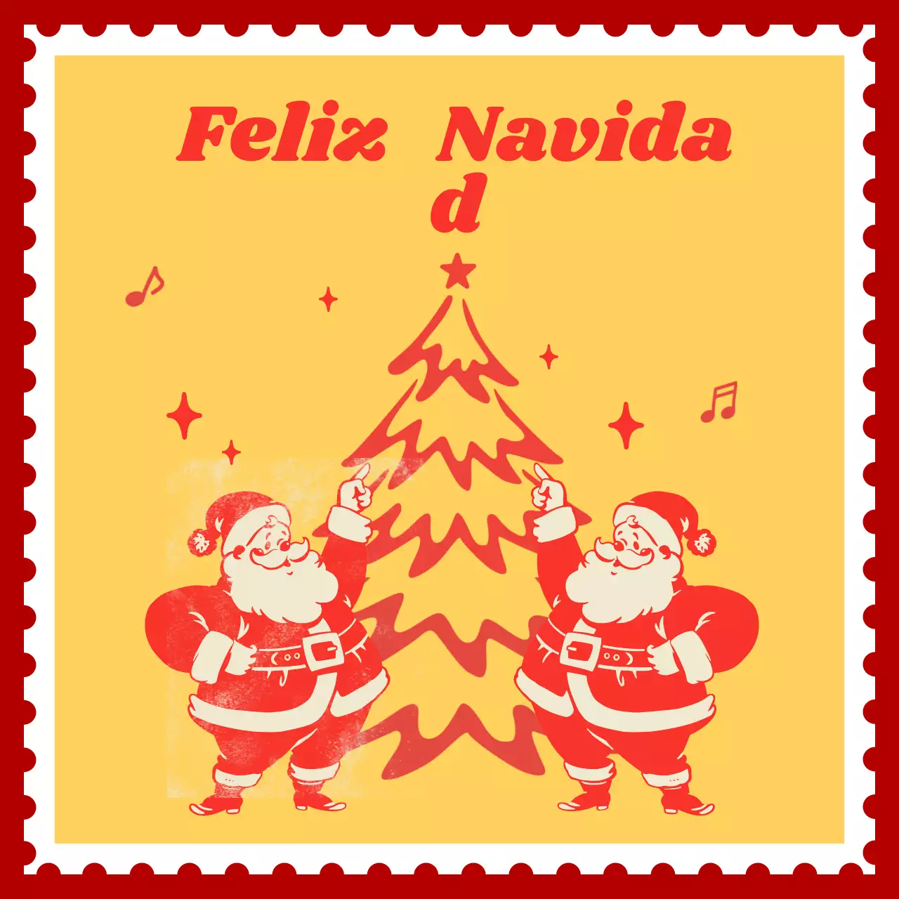 Postal navideña retro roja