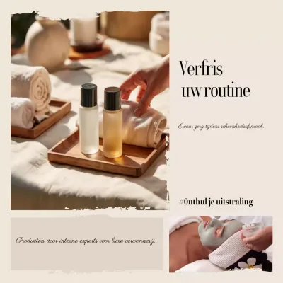 Beige elegante huidverzorgingspromotie sociale media vierkanten