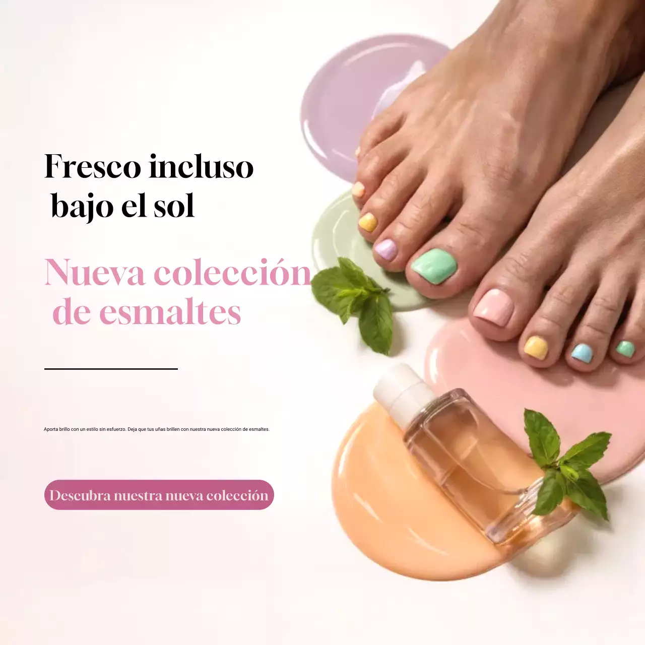 Promoción de pedicura moderna y colorida en redes sociales