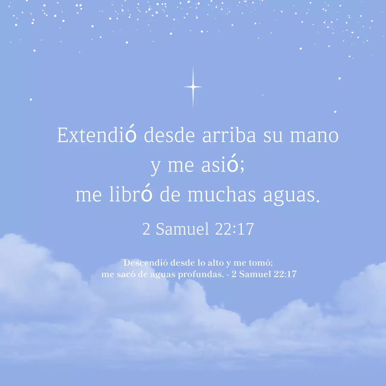 Postal con versículo bíblico sencillo en azul cielo