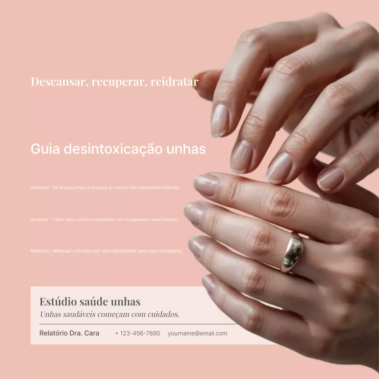 Guia de unhas elegantes bege para mídias sociais