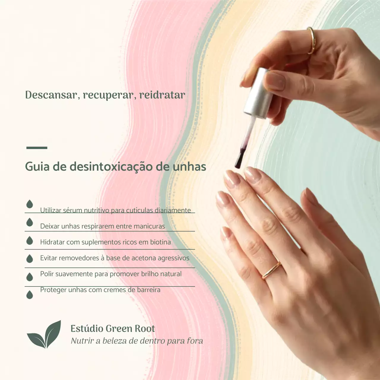 Guia de unhas elegantes bege para mídias sociais