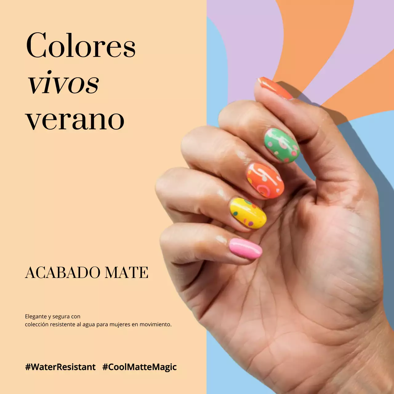Promoción de uñas coloridas y de moda
