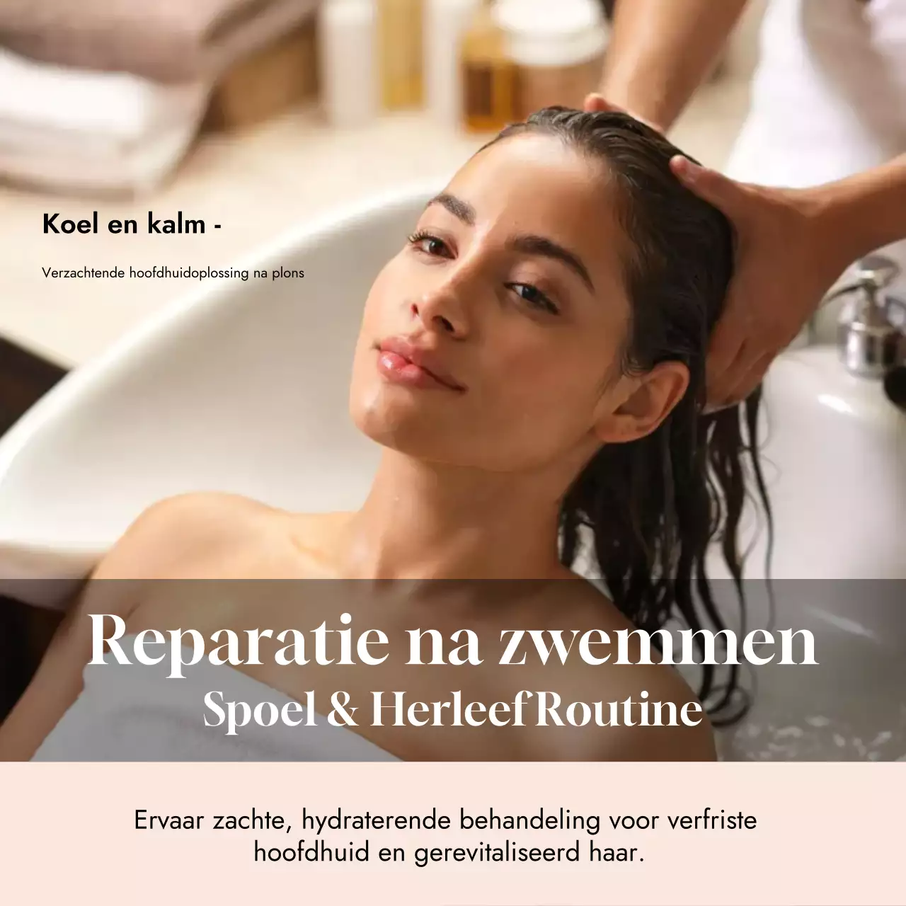 Beige Elegante Haarverzorging Advertentie Social Media Square
