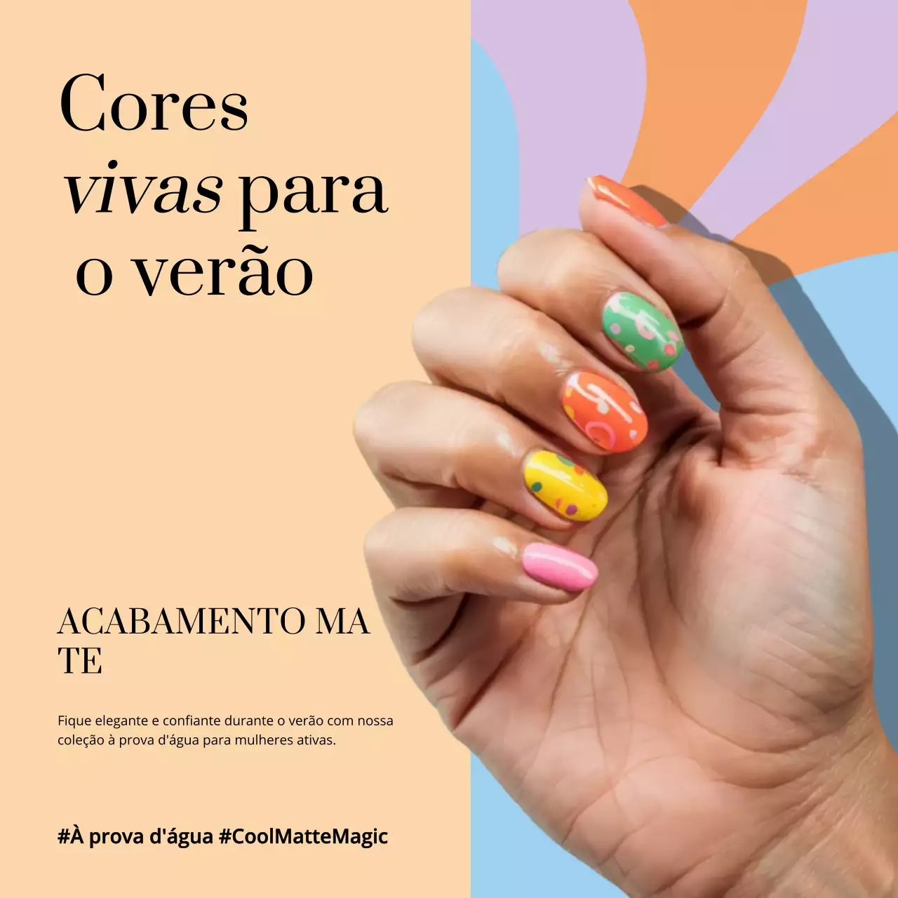 Promoção de unhas coloridas da moda