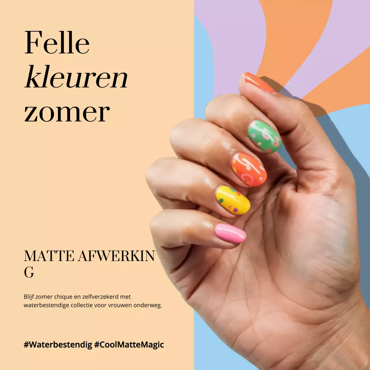 Kleurrijke trendy nagels promotie