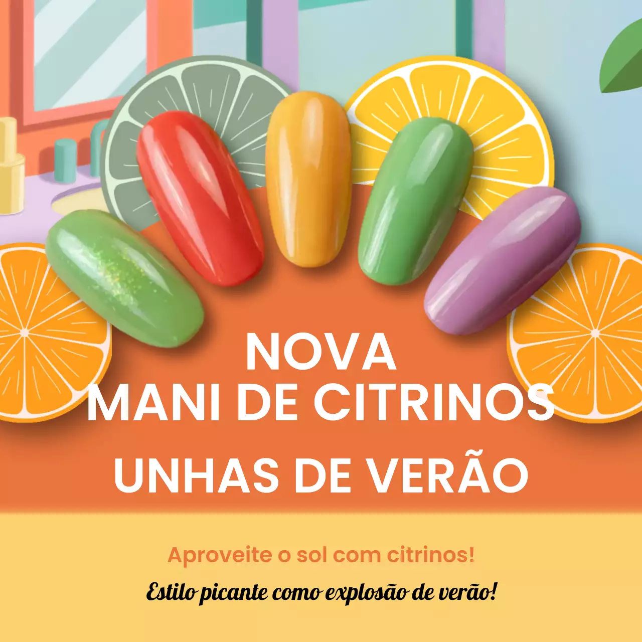 Promoção de unhas da moda laranja