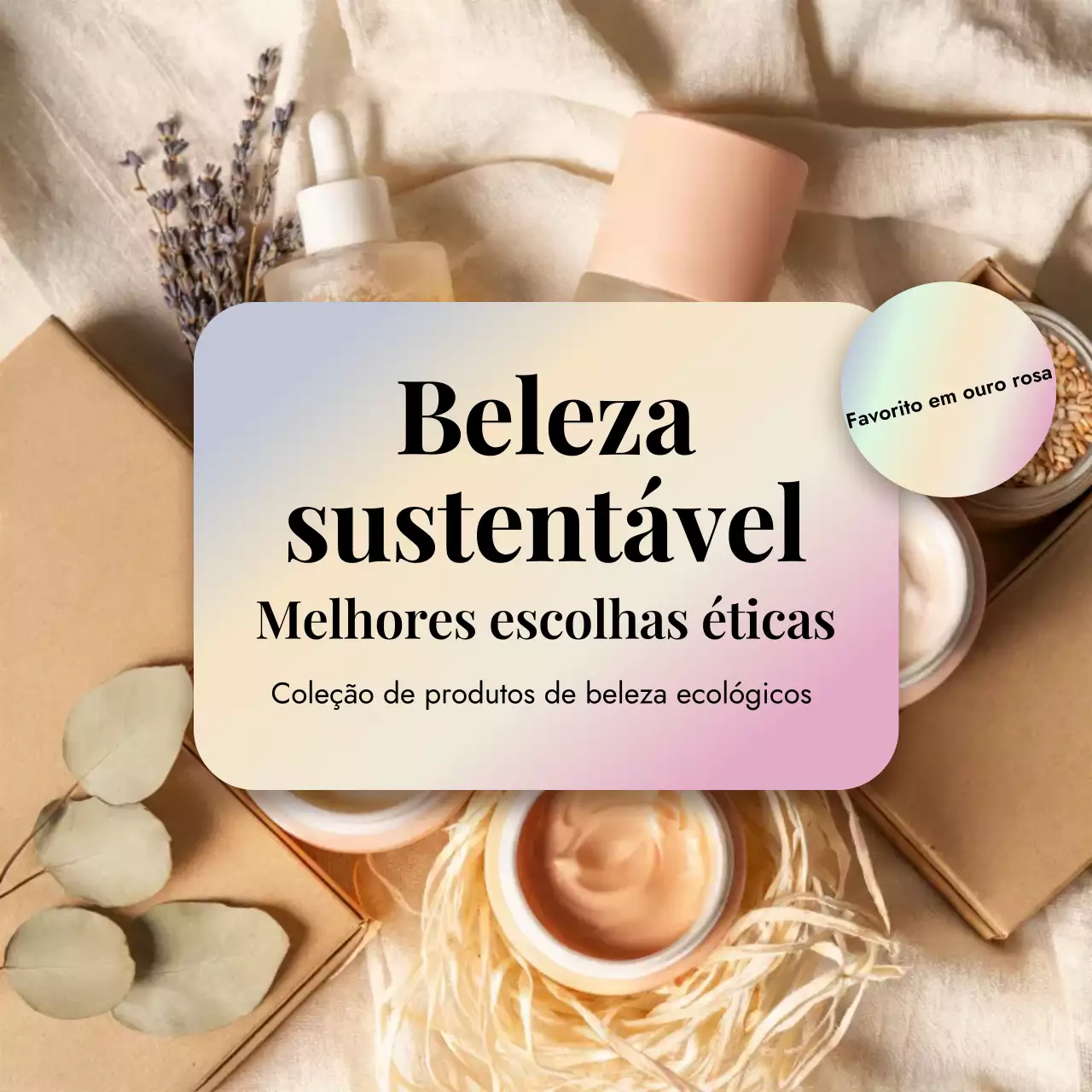 Promoção de beleza moderna bege em mídias sociais quadradas