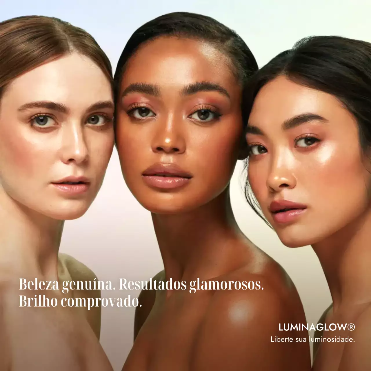 Anúncio de cuidados com a pele elegante bege em mídia social quadrada