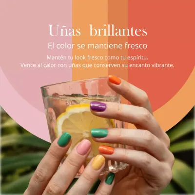 Promoción de uñas coloridas y de moda en redes sociales