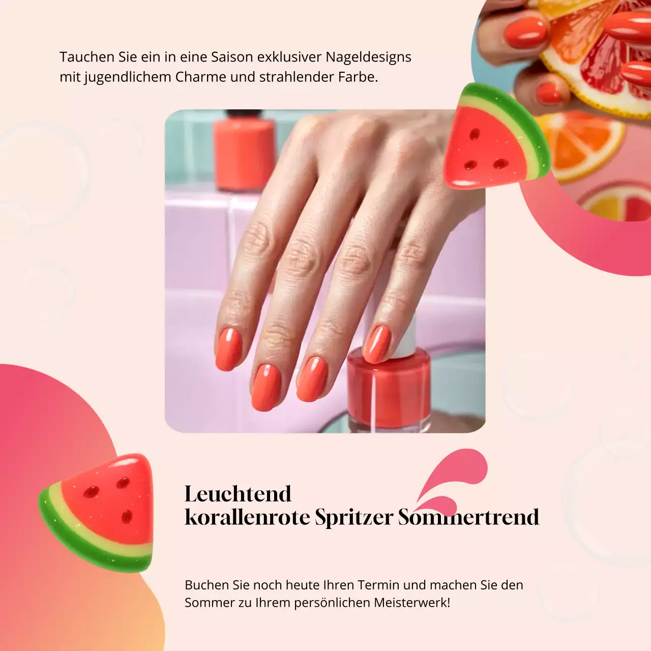 Coral Modern Manicure Werbung Social Media Square