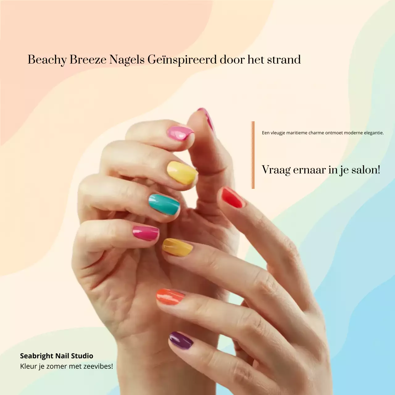Kleurrijke moderne manicure-advertentie op social media