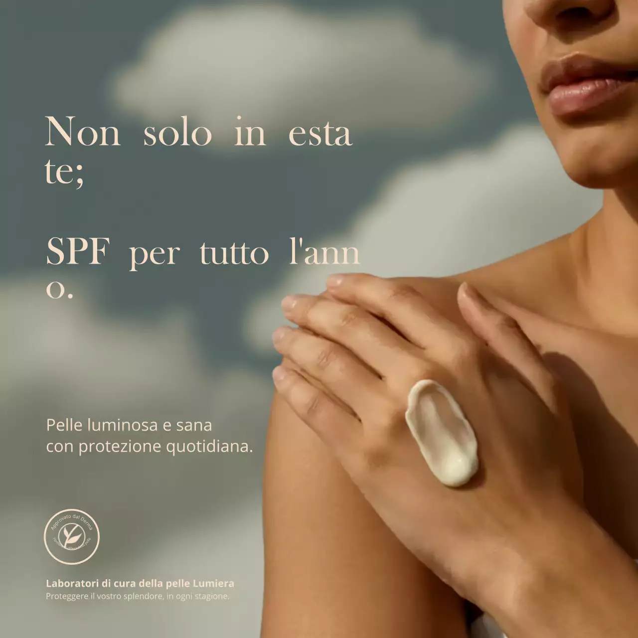 Pubblicità di prodotti per la cura della pelle eleganti beige