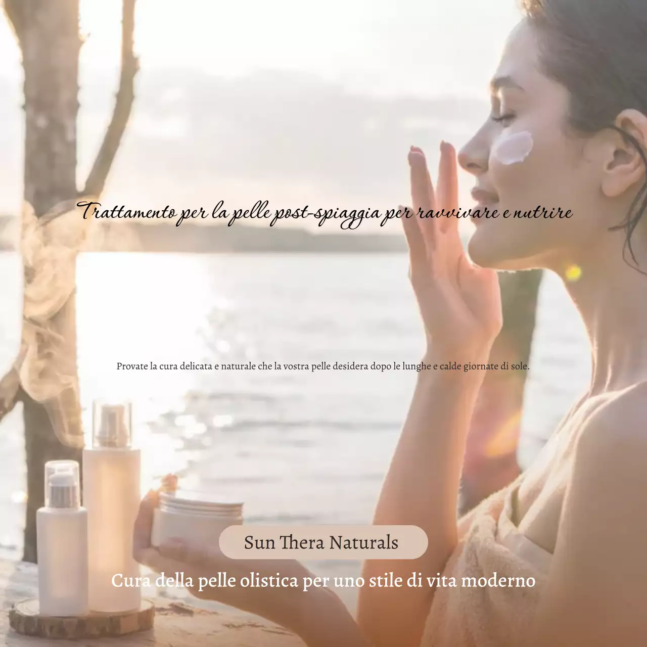 Promozione della cura della pelle naturale beige sui social media