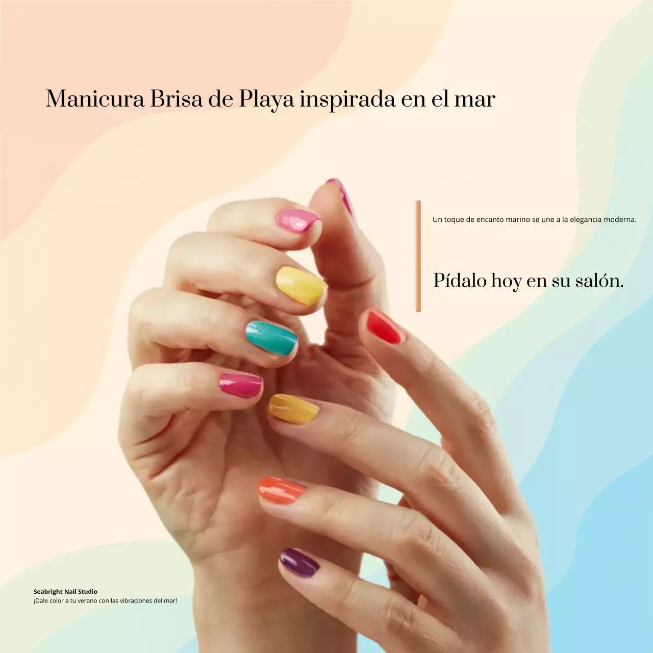 Anuncio de manicura moderna y colorida en redes sociales