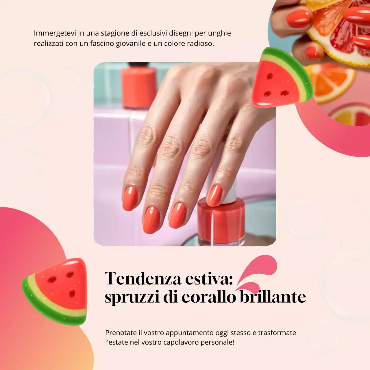 Pubblicità di Coral Modern Manicure Social Media Square