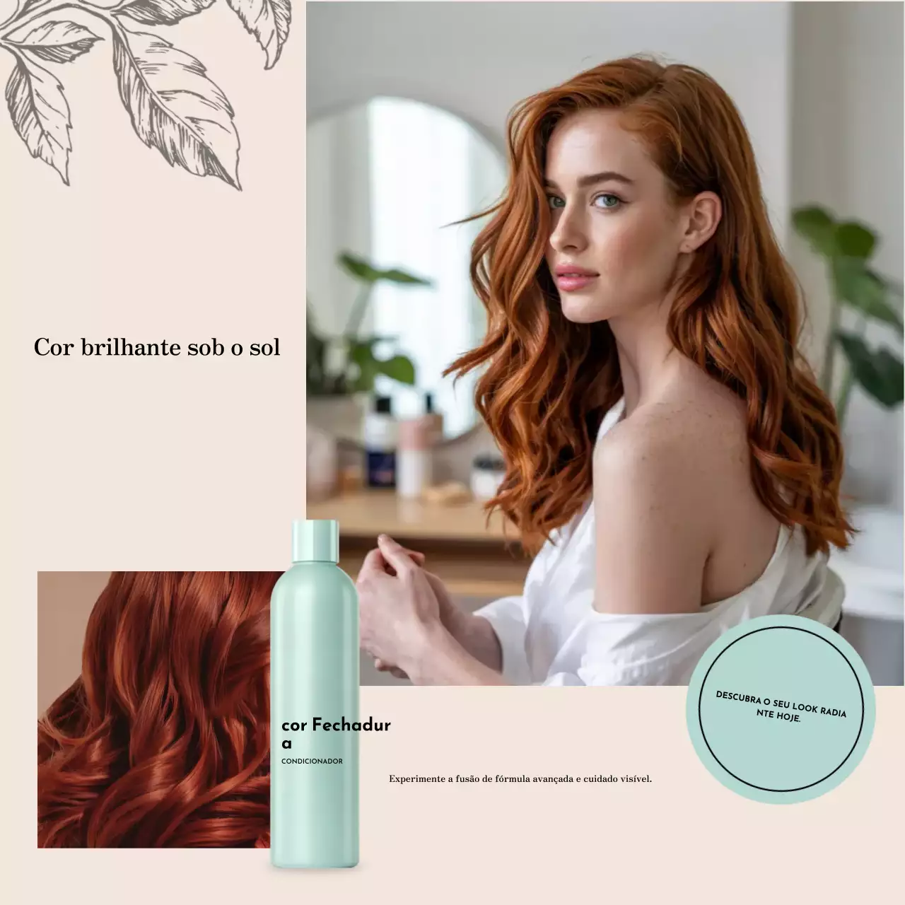 Promoção de cabelo vermelho elegante