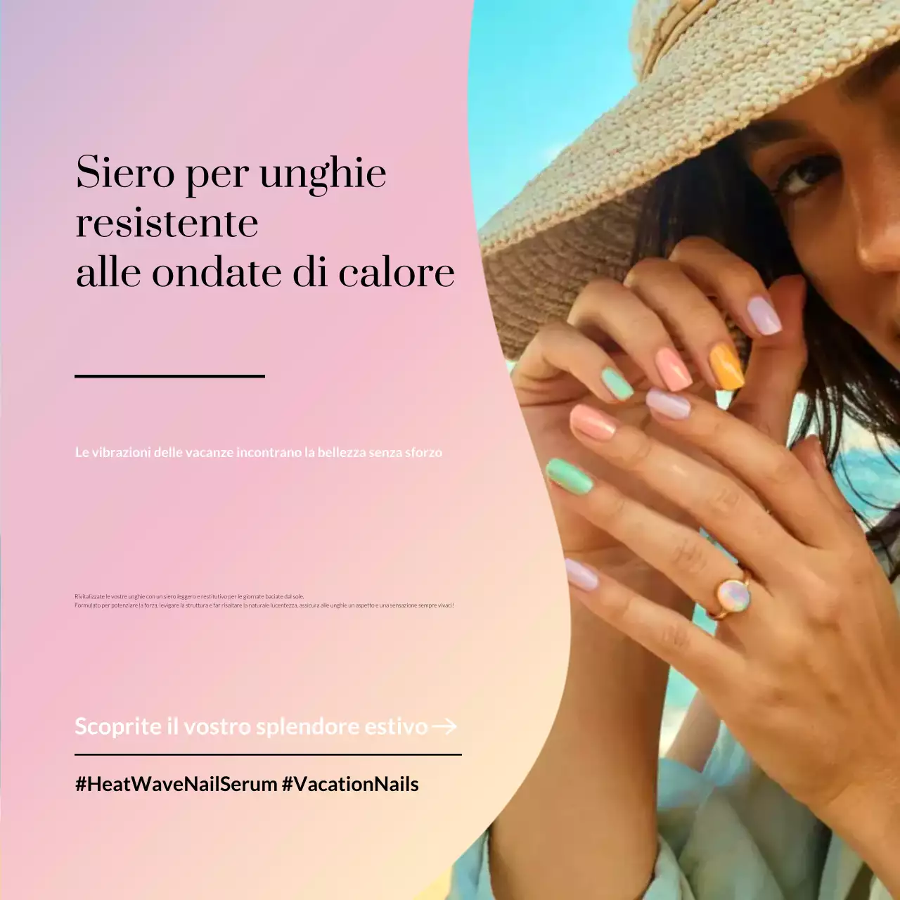 Promozione unghie rosa moderne sui social media