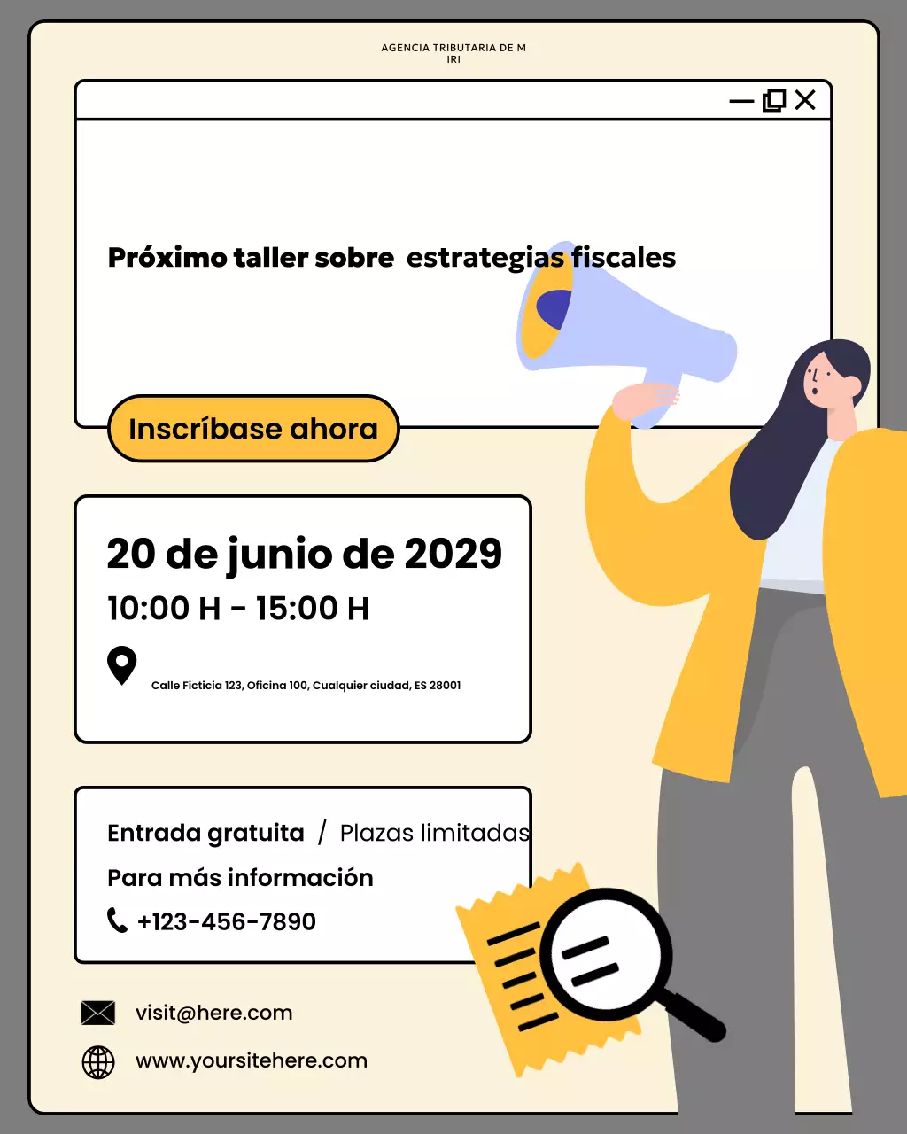 Publicación de Instagram del anuncio del evento fiscal moderno en beige