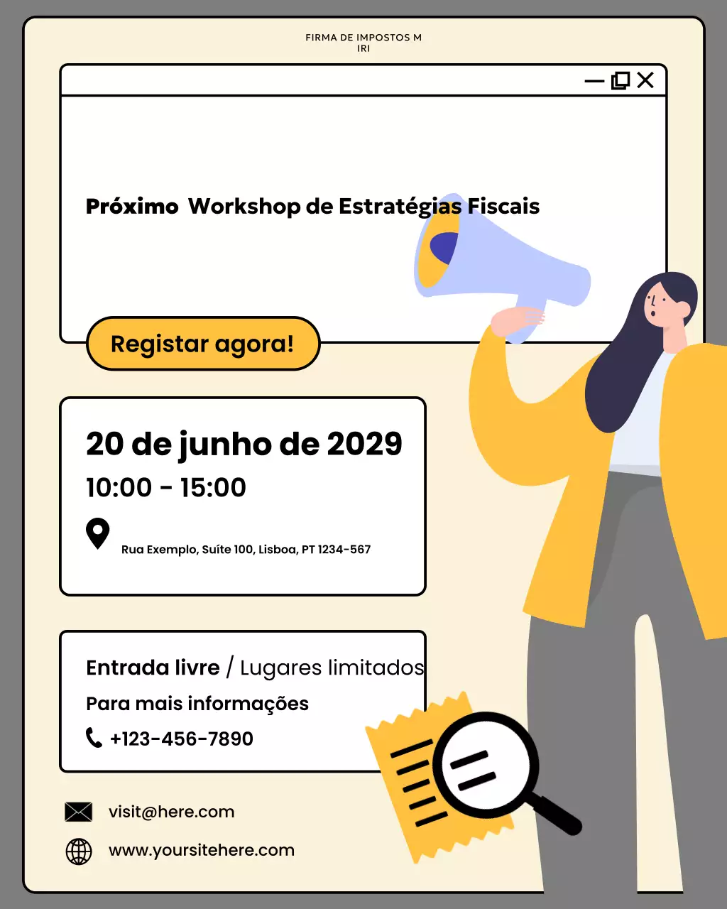 Publicação no Instagram sobre o evento Bege Modern Tax
