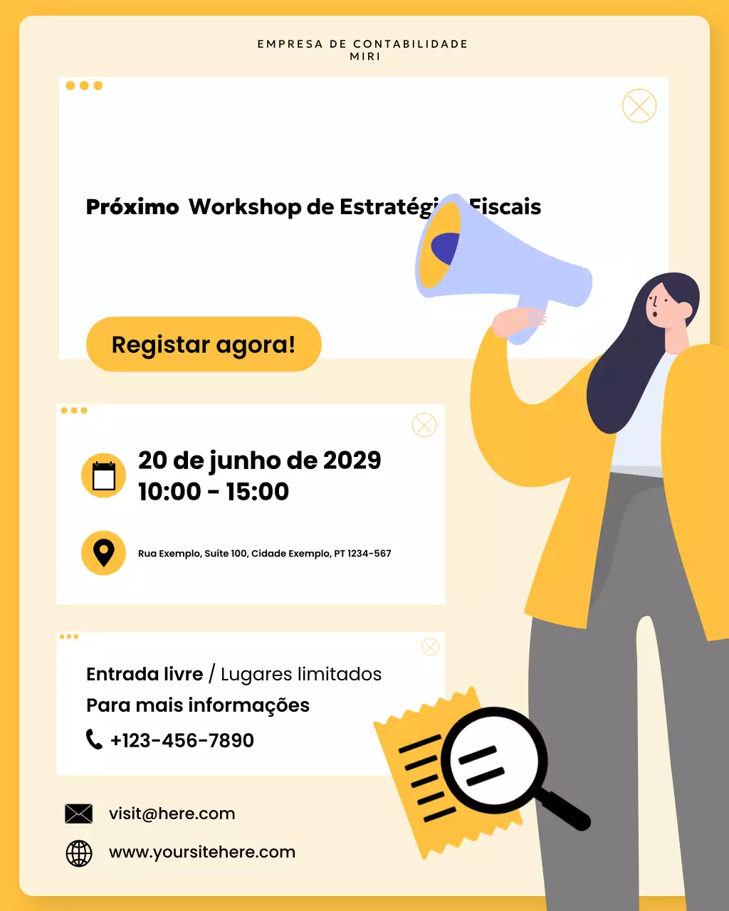 Postagem no Instagram do Workshop de Impostos Modernos Amarelos