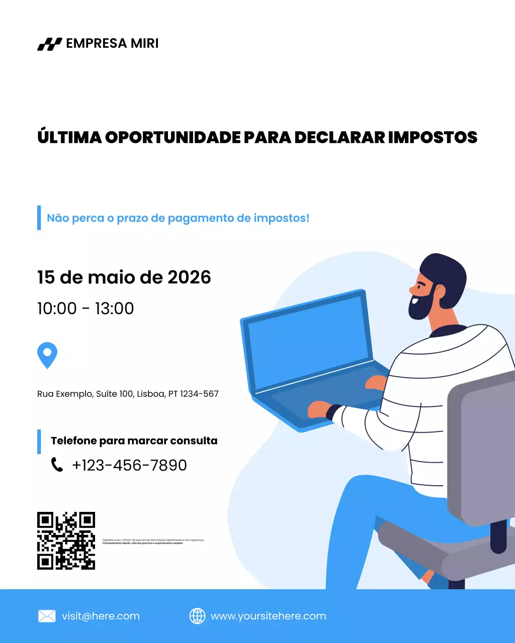 Cartaz de serviço de anúncio de imposto moderno azul