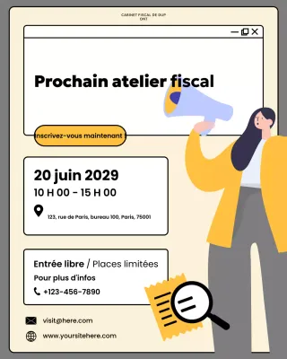 Publication Instagram d'annonce d'événement Beige Modern Tax