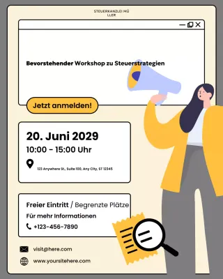 Instagram-Beitrag zur Ankündigung des Beige Modern Tax-Events