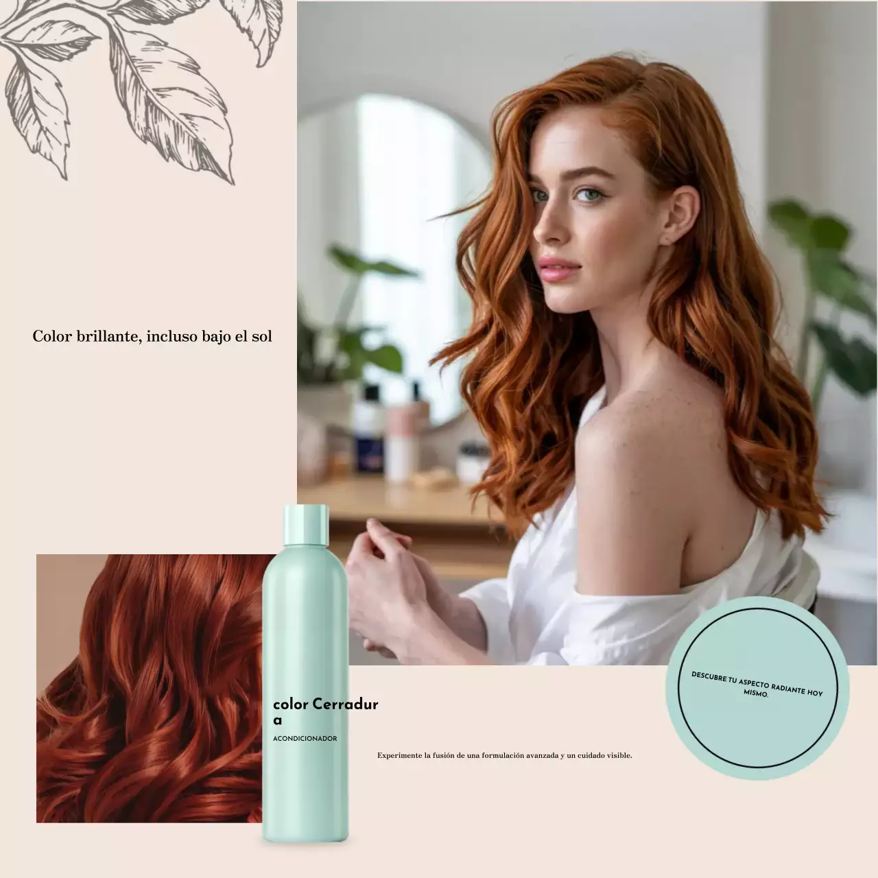 Promoción de cabello rojo elegante