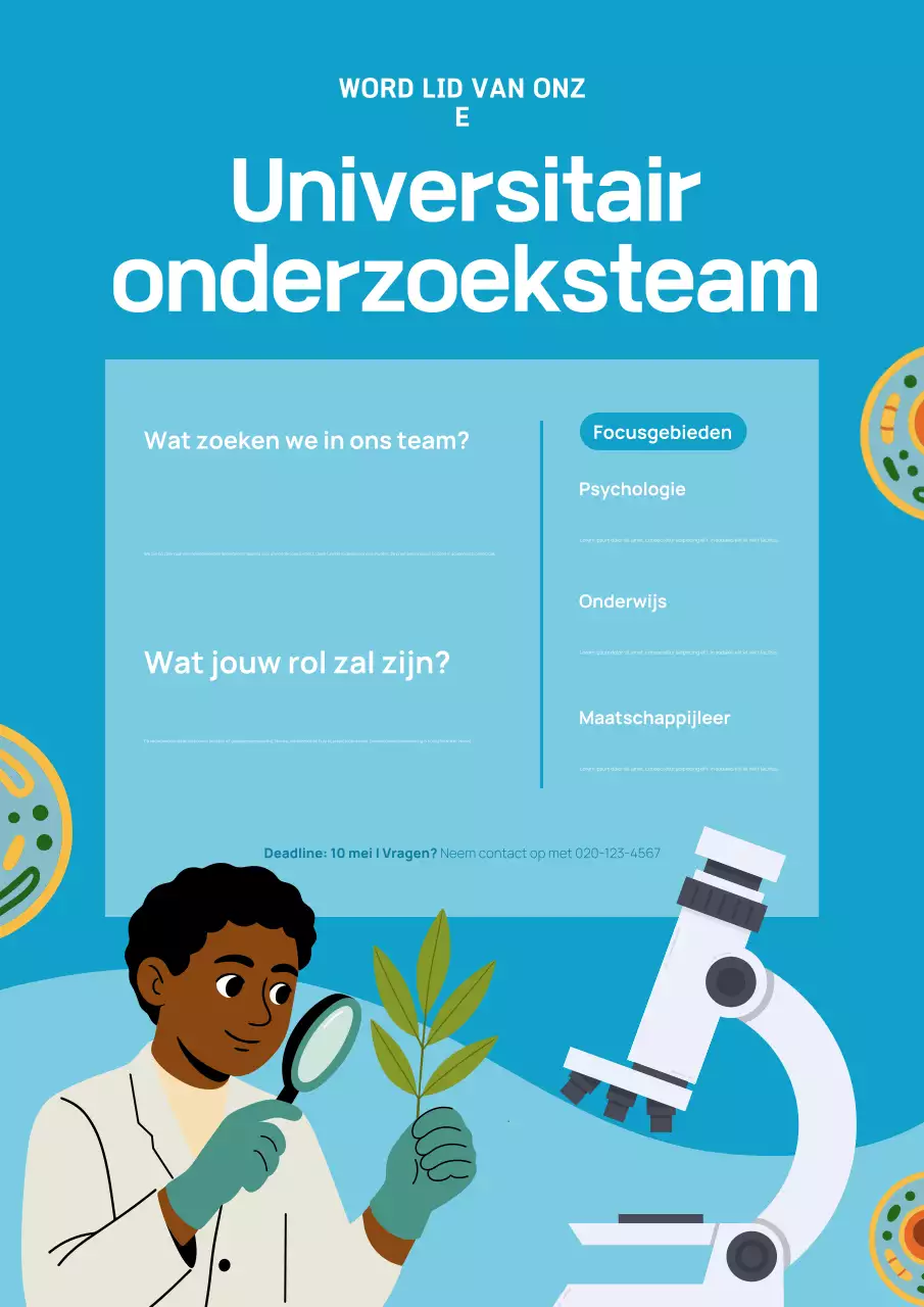 Poster voor de werving van leden van Blue Modern Research