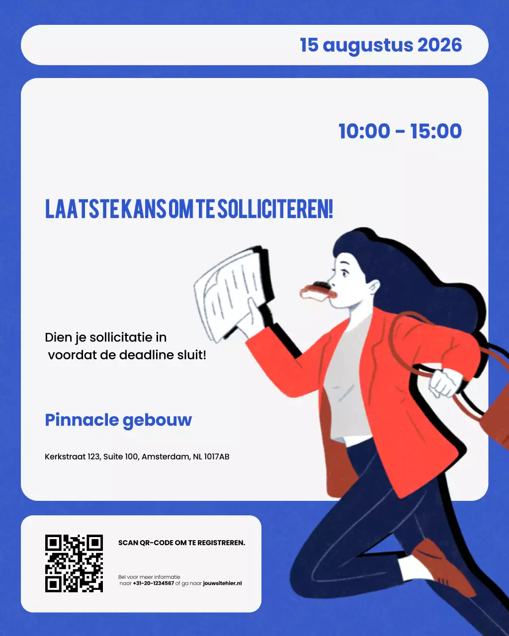 Blauwe moderne vacature-opening Instagram-bericht