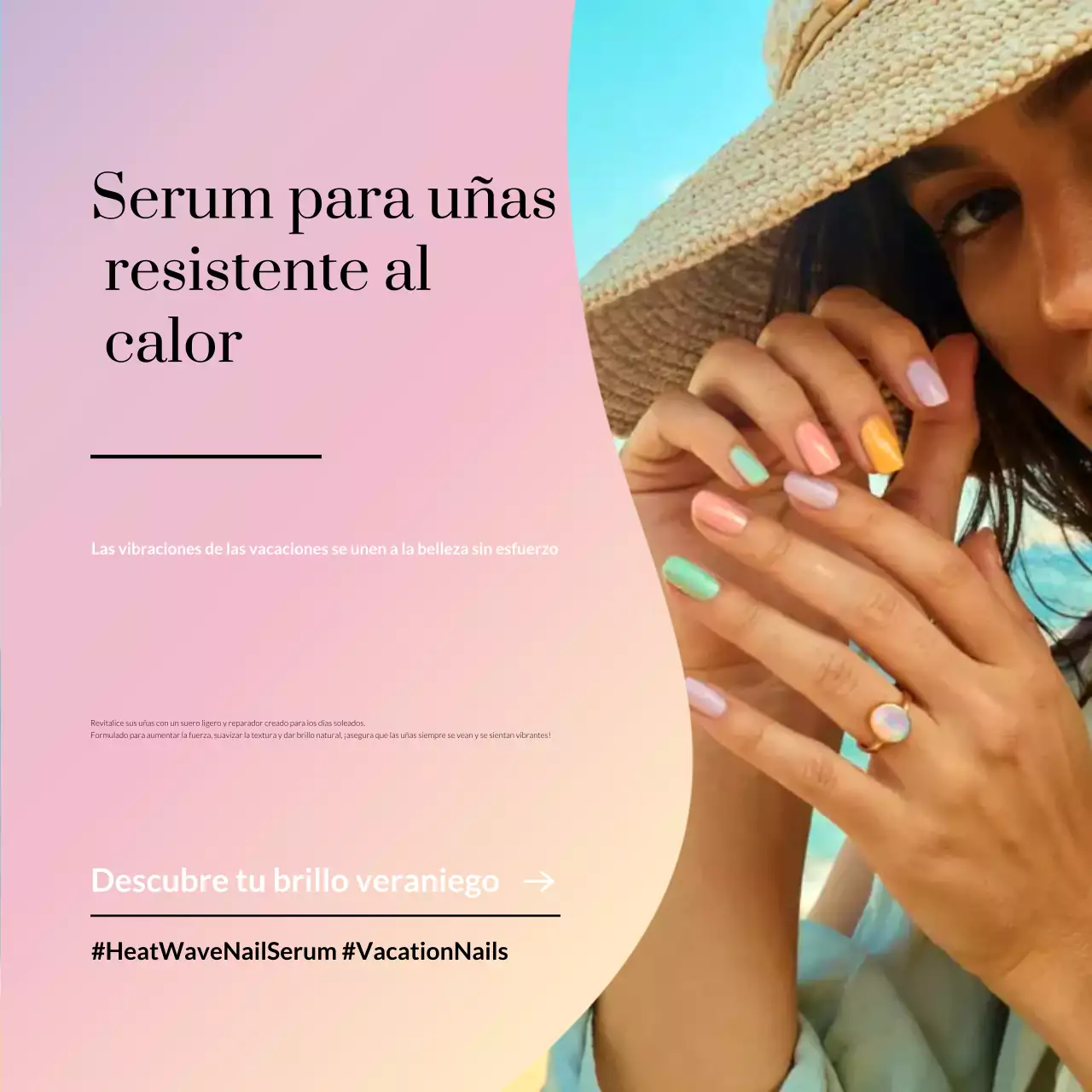 Promoción de uñas modernas en color rosa en redes sociales