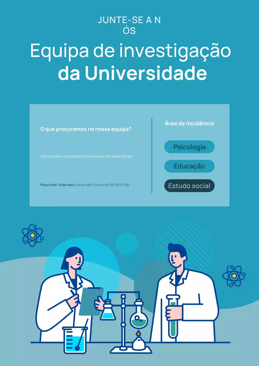 Cartaz de recrutamento de pesquisa moderna azul