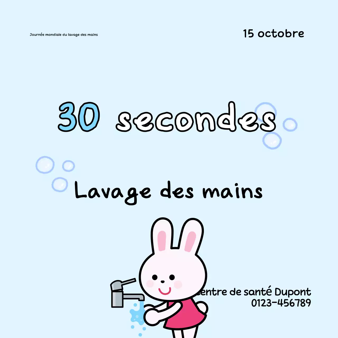 Campagne de lavage des mains des bébés bleu ciel