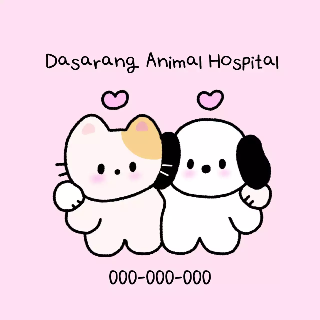 Logotipo del hospital de animales bebés de color rosa
