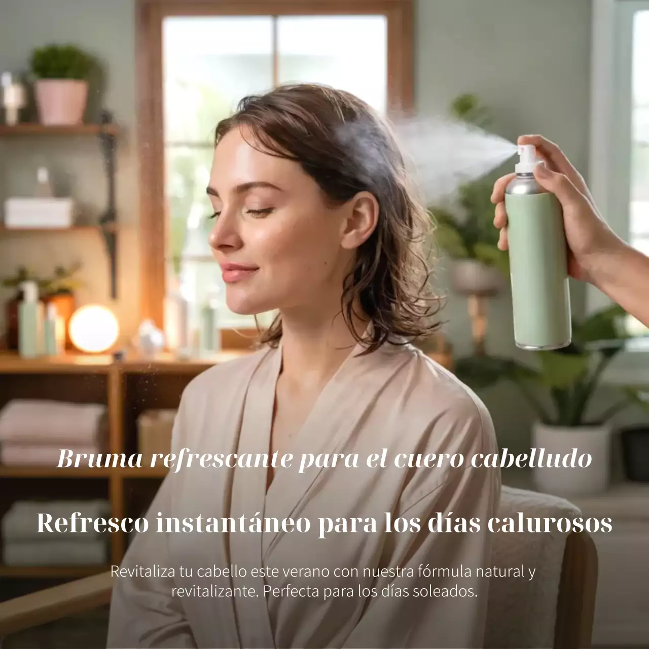 Publicidad de cuidado del cabello moderno beige en redes sociales