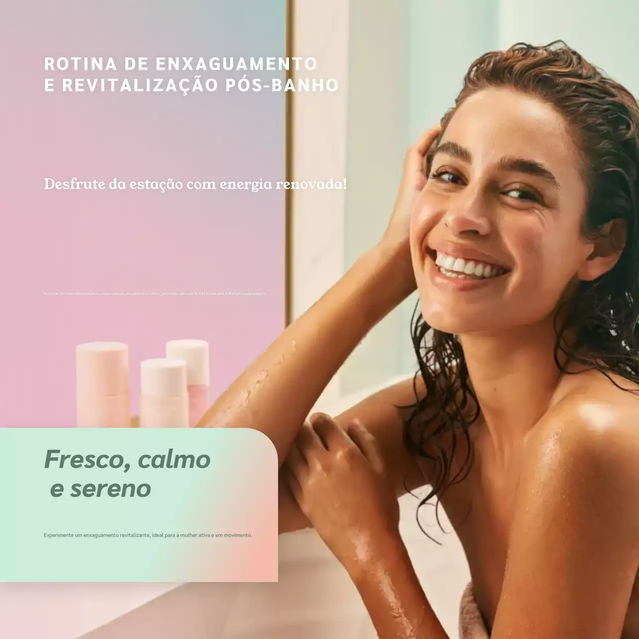 Anúncio de cuidados capilares elegantes da Mint nas redes sociais