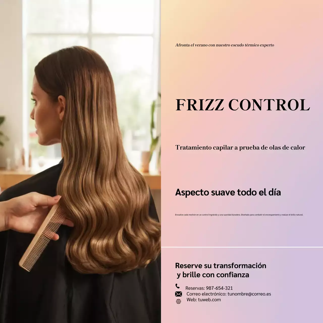 Publicidad de cuidado del cabello moderno en color rosa en redes sociales
