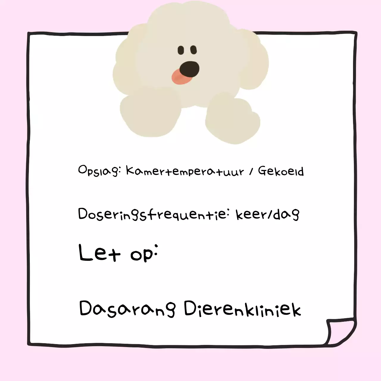 Roze Baby Schattige Opbergmethode Memo