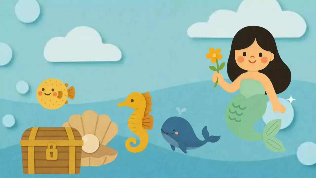 하늘색 아기자기한 바다속 친구들