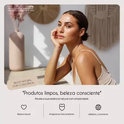 Publicação de beleza minimalista bege no Instagram