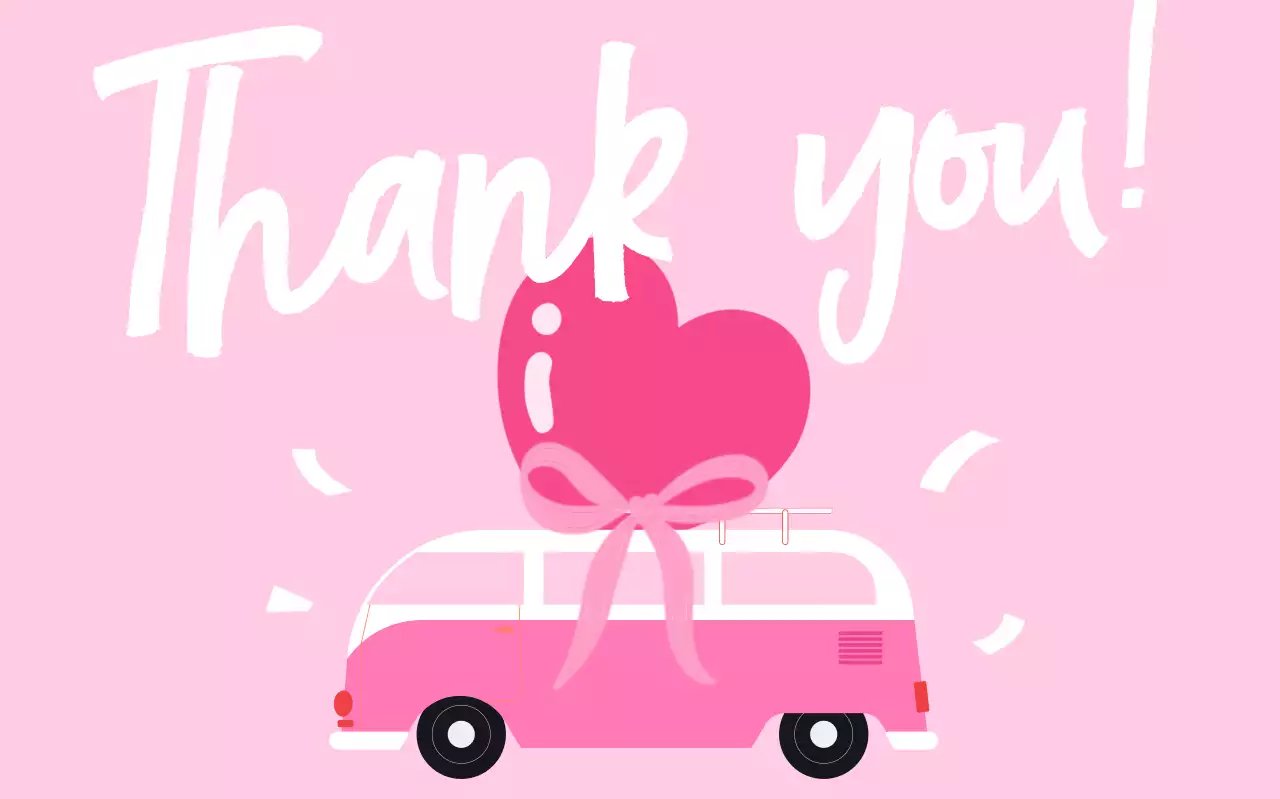 핑크 아기자기한 감사 엽서