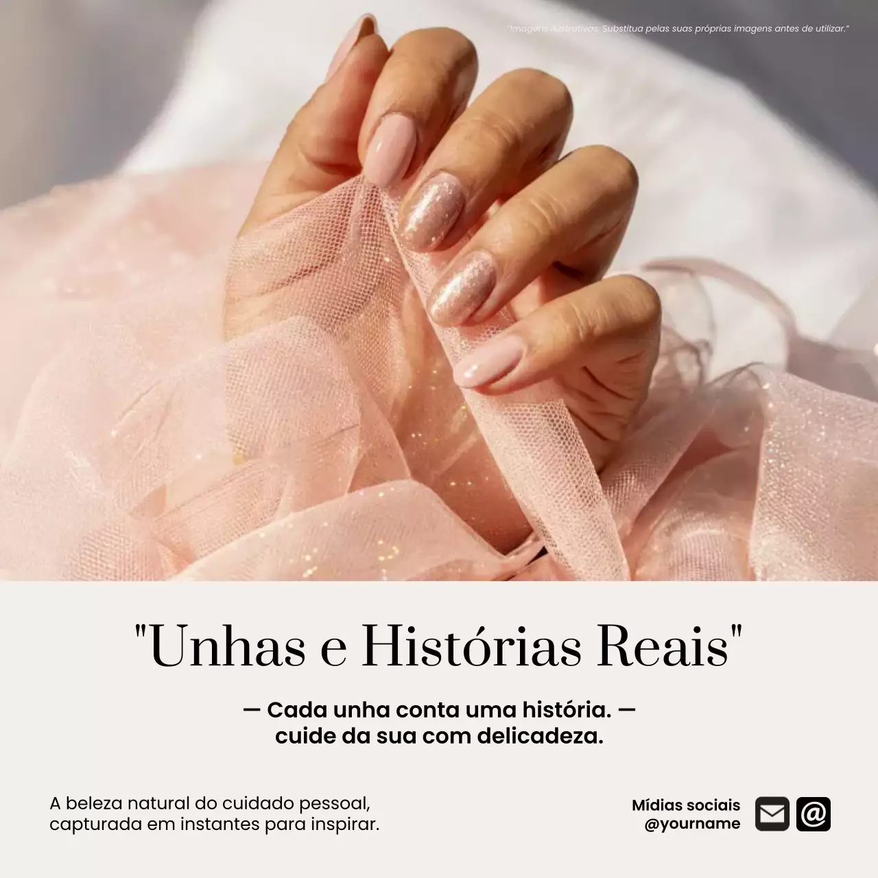 Publicação de unhas elegantes rosa no Instagram