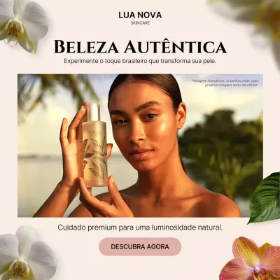 Postagem promocional de cuidados com a pele elegante bege no Instagram