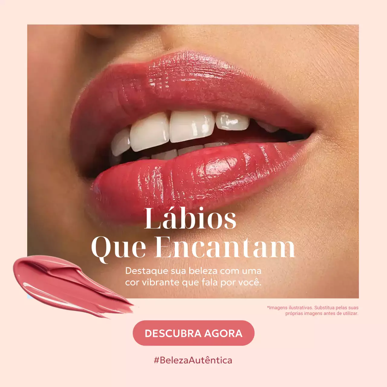 Publicação de anúncio de beleza moderna rosa no Instagram