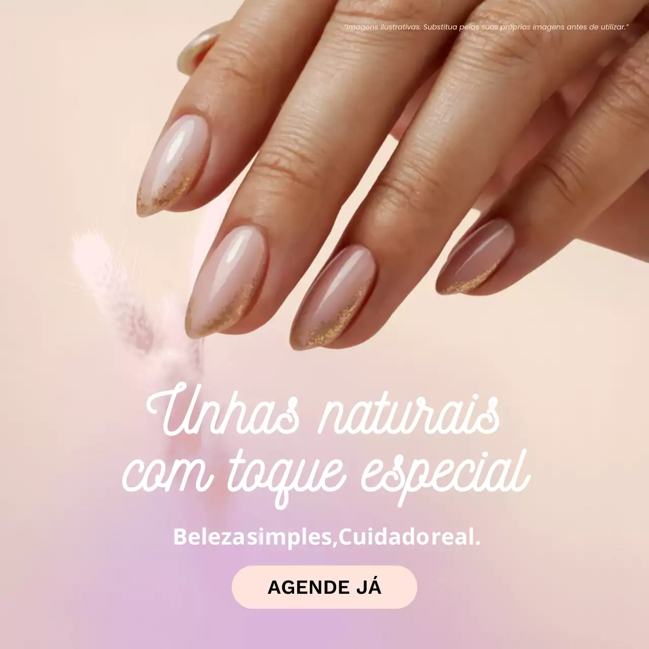 Publicação de manicure elegante bege no Instagram