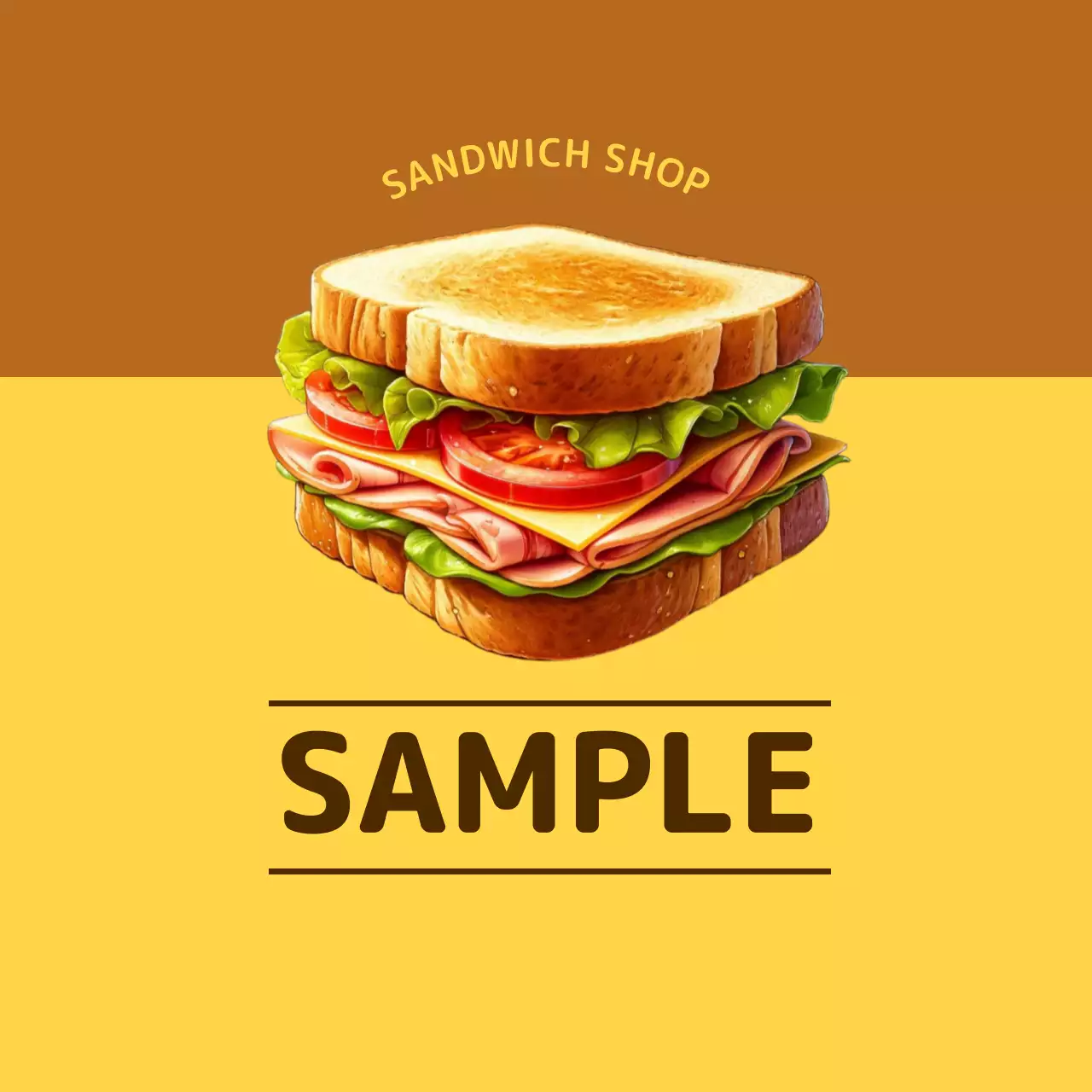 黄色 シンプル サンドイッチ ロゴ
