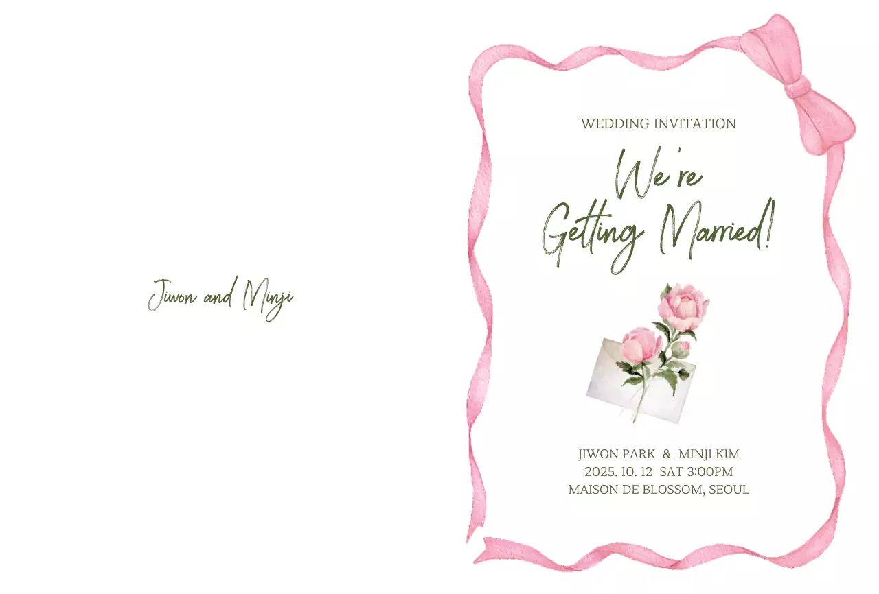 핑크 우아한 결혼 초대장