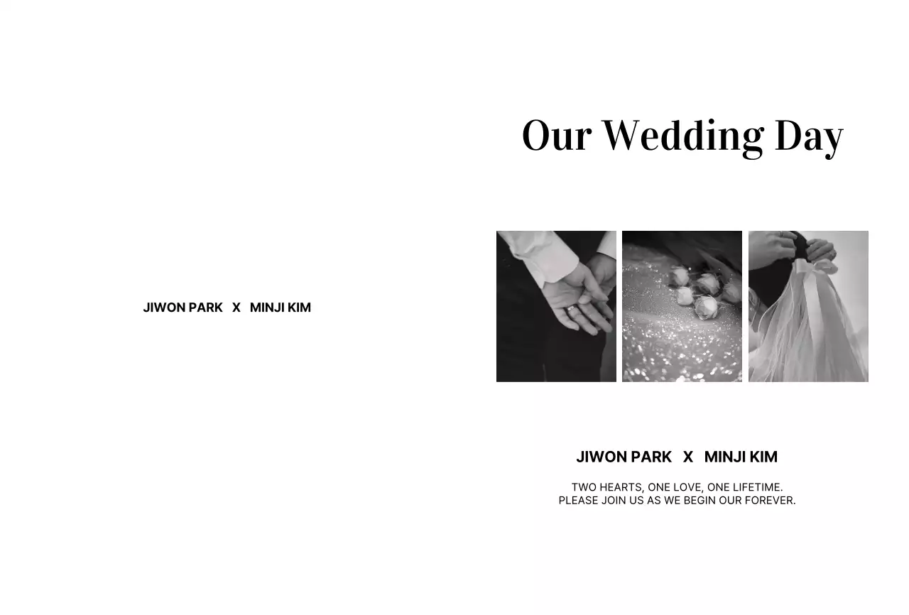 흑백 심플 결혼 초대장